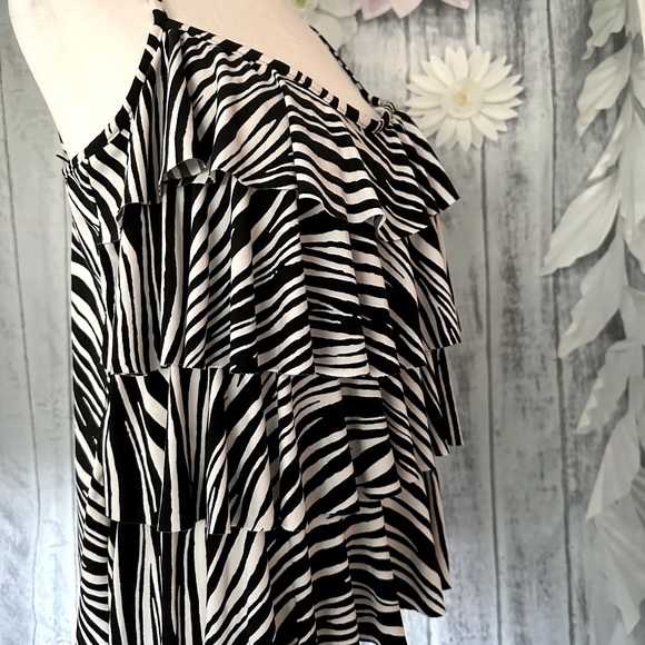 Zebra Print Ruffle Swim Top - Picture 3 of 5
